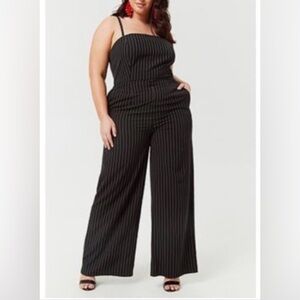 Forever 21 Black and White Striped Jumpsuit